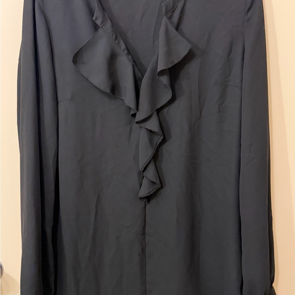 Wesc Women's Black Long Sleeve Ruffle Blouse